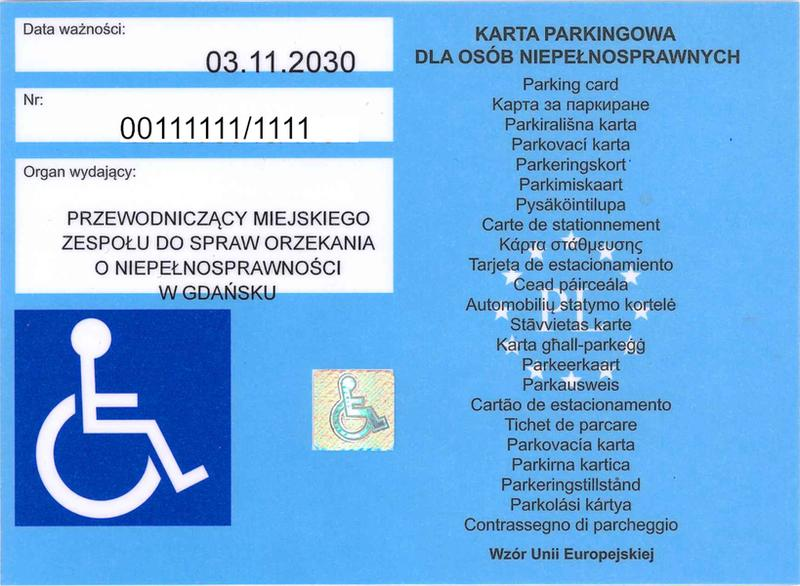 Karta parkingowa dla niepełnosprawnych
