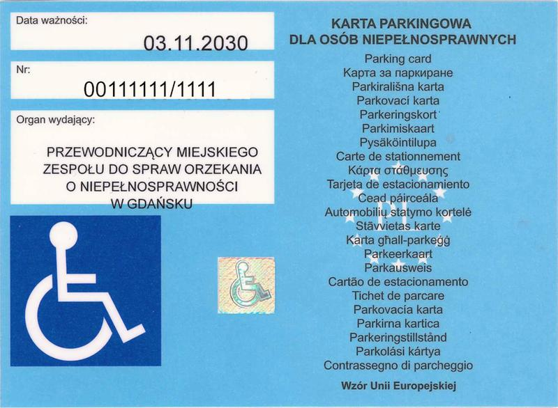 Karta parkingowa dla niepełnosprawnych