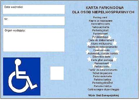 Karta parkingowa dla niepełnosprawnych
