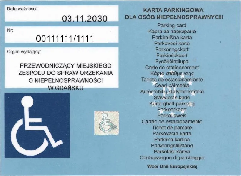 Karta parkingowa dla niepełnosprawnych