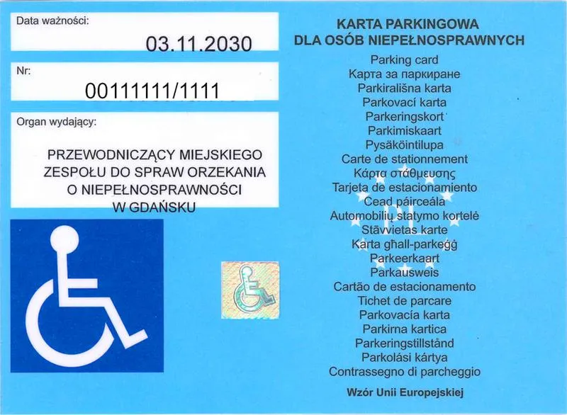 Karta parkingowa dla osób niepełnosprawnych
