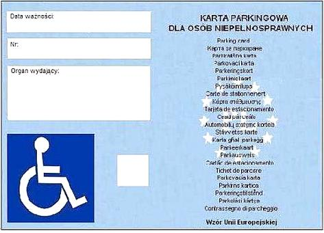 Karta parkingowa dla osób z niepełnosprawnością