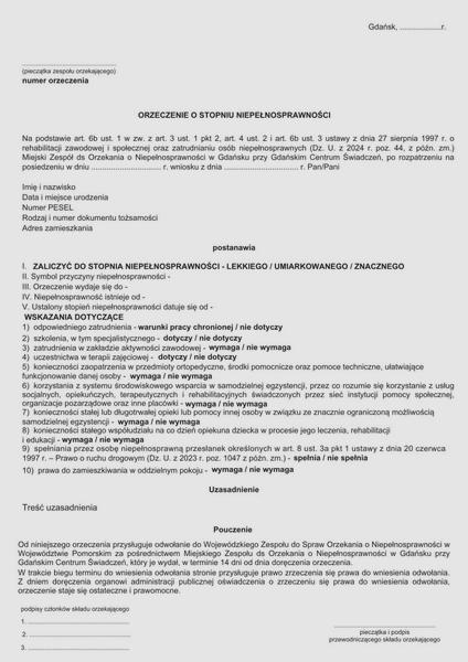 Orzeczenie o niepełnosprawności