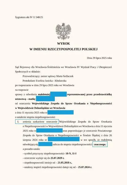 Orzeczenie o niepełnosprawności