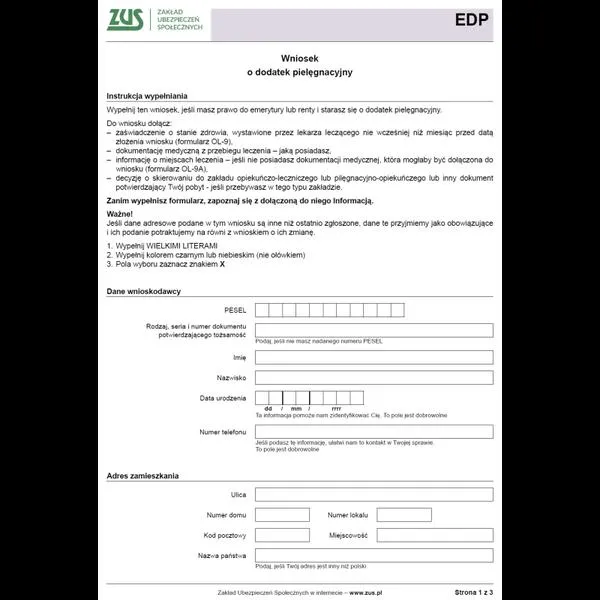 Świadczenia dla osób niepełnosprawnych
