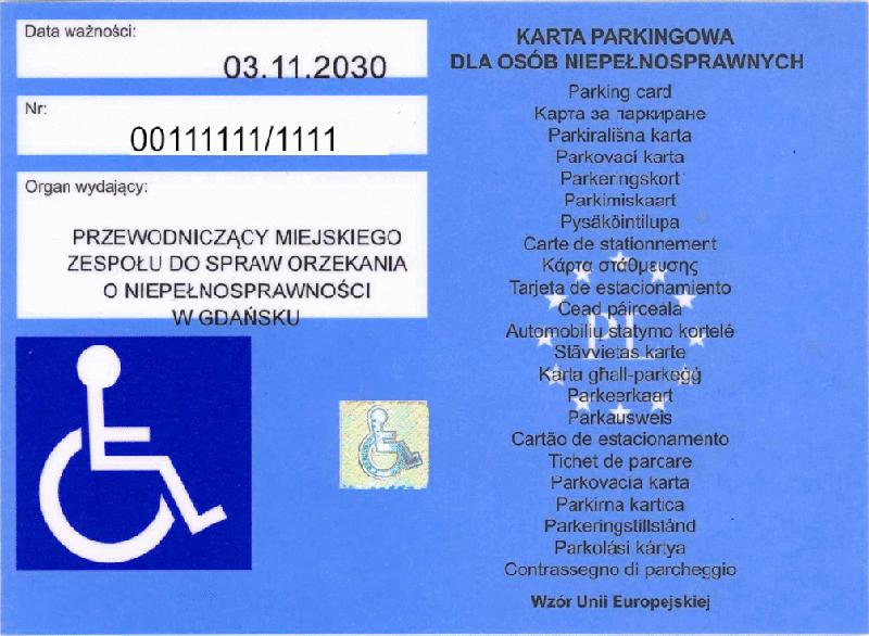 Uprawnienia karty parkingowej