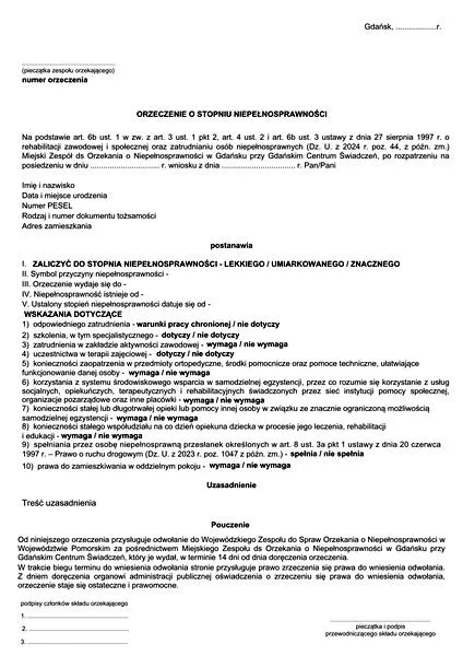 Wniosek o świadczenie uzupełniające