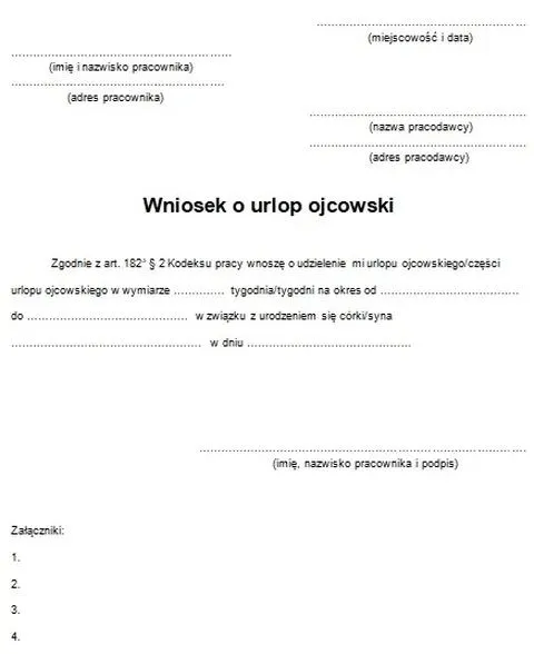 Wypłata urlopu ojcowskiego