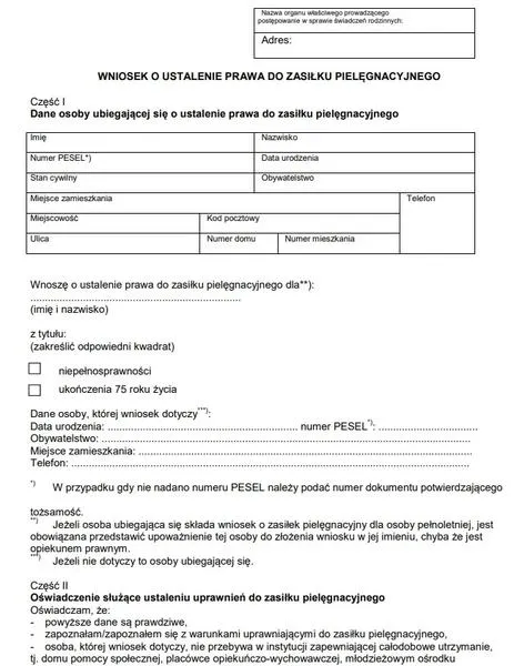 Zasiłek pielęgnacyjny