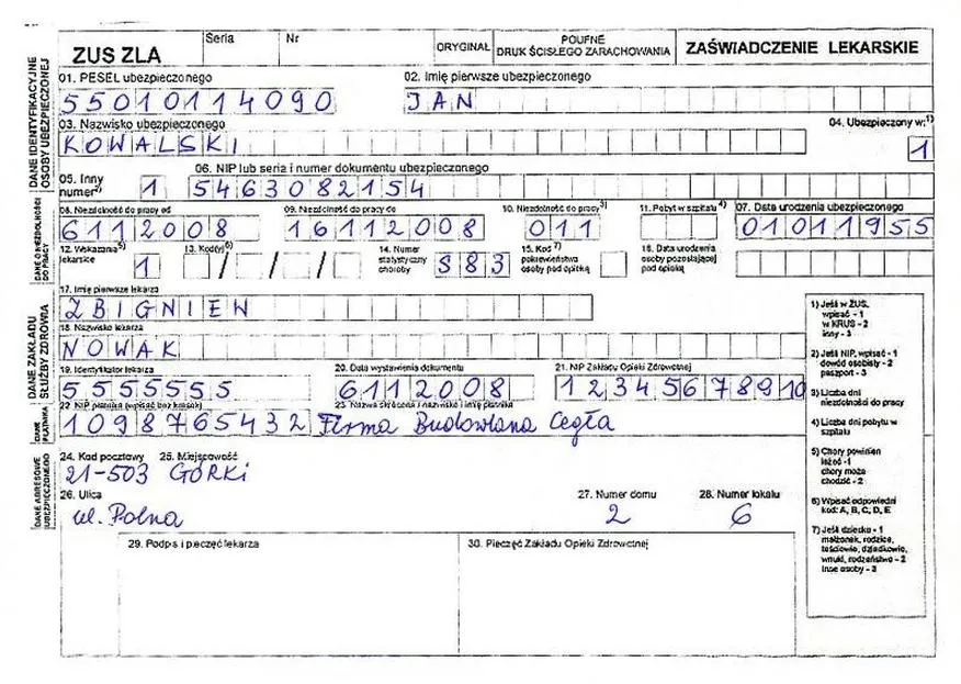 Zwolnienie lekarskie psycholog
